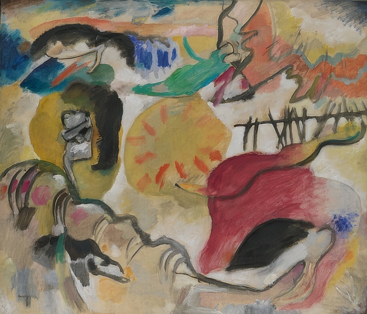 Improvisaatio 27 (Garden of Love II). 1912 tekijältä Wassily Kandinsky