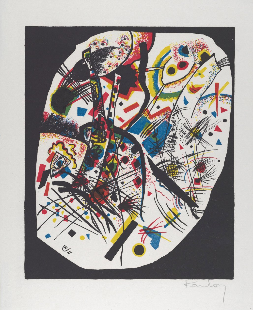 Kleine Welten III (Pienet maailmat III), 1922 (litografia punaisella, sinisellä, keltaisella ja mustalla). tekijältä Wassily Kandinsky