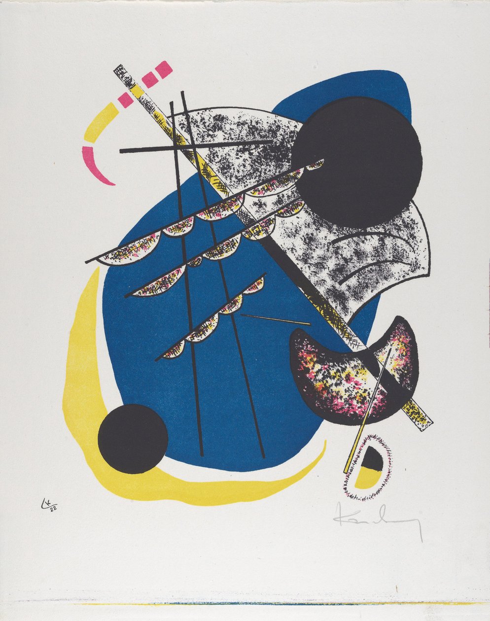 Kleine Welten II (Pienet maailmat II), 1922 (litografia painettu mustalla, punaisella, sinisellä, keltaisella). tekijältä Wassily Kandinsky