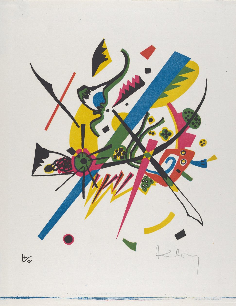 Kleine Welten I (Pienet maailmat I), 1922 (litografia, painettu sinisellä, punaisella, keltaisella ja mustalla). tekijältä Wassily Kandinsky