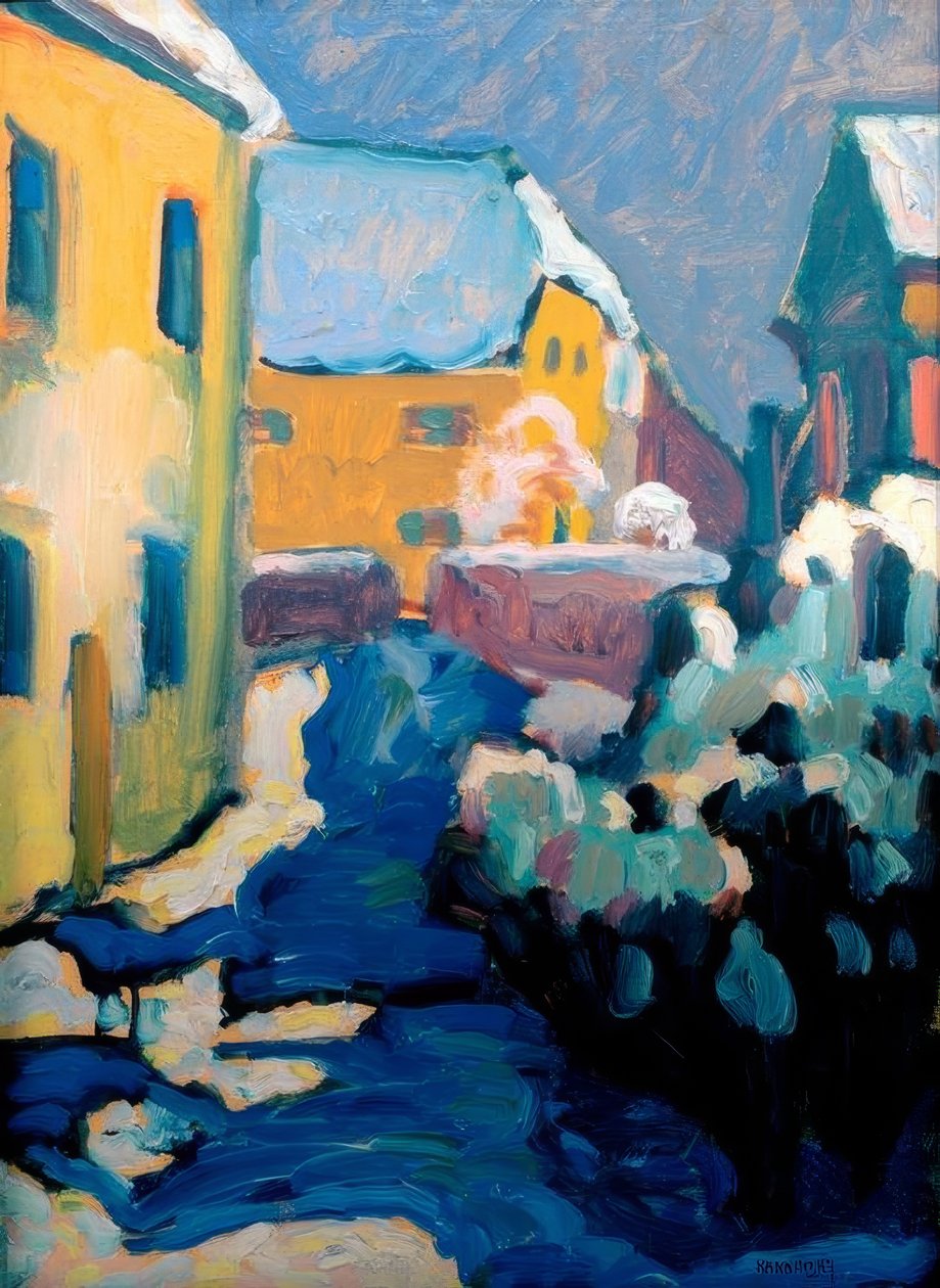 Kochel – Friedhof und Pfarrhaus tekijältä Wassily Kandinsky