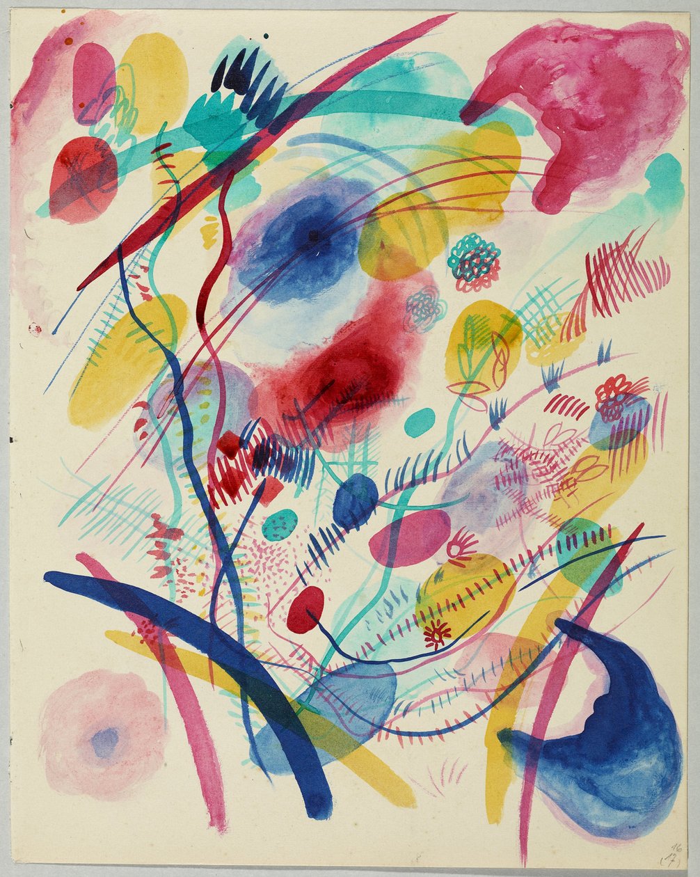 Koostumus punainen, sininen, vihreä ja keltainen tekijältä Wassily Kandinsky