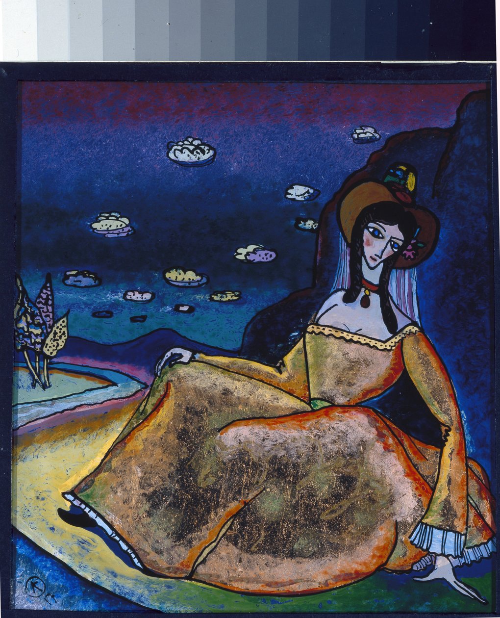 ""Nainen kultaisessa mekossaan"" Vassily Kandinskyn (tai Wassily Kandinski tai Kandinskij) maalaus tekijältä Wassily Kandinsky