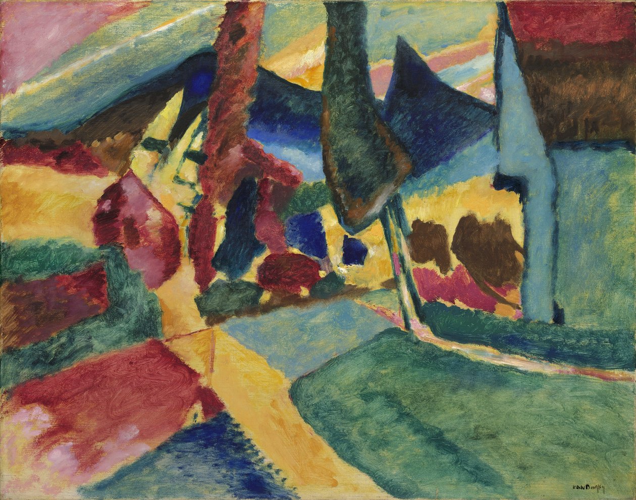 Maisema kahdella poppelilla, 1912 tekijältä Wassily Kandinsky