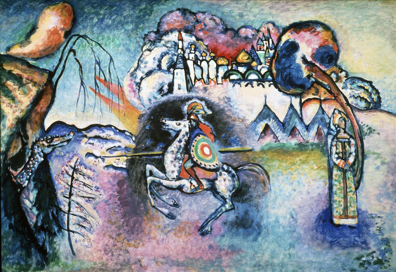 Painter Day Wassily Kandinsky (Au Wassily Kandinsky au Kandinsky) "Le Cavalier (Pyhän Yrjön päivä)" tekijältä Wassily Kandinsky