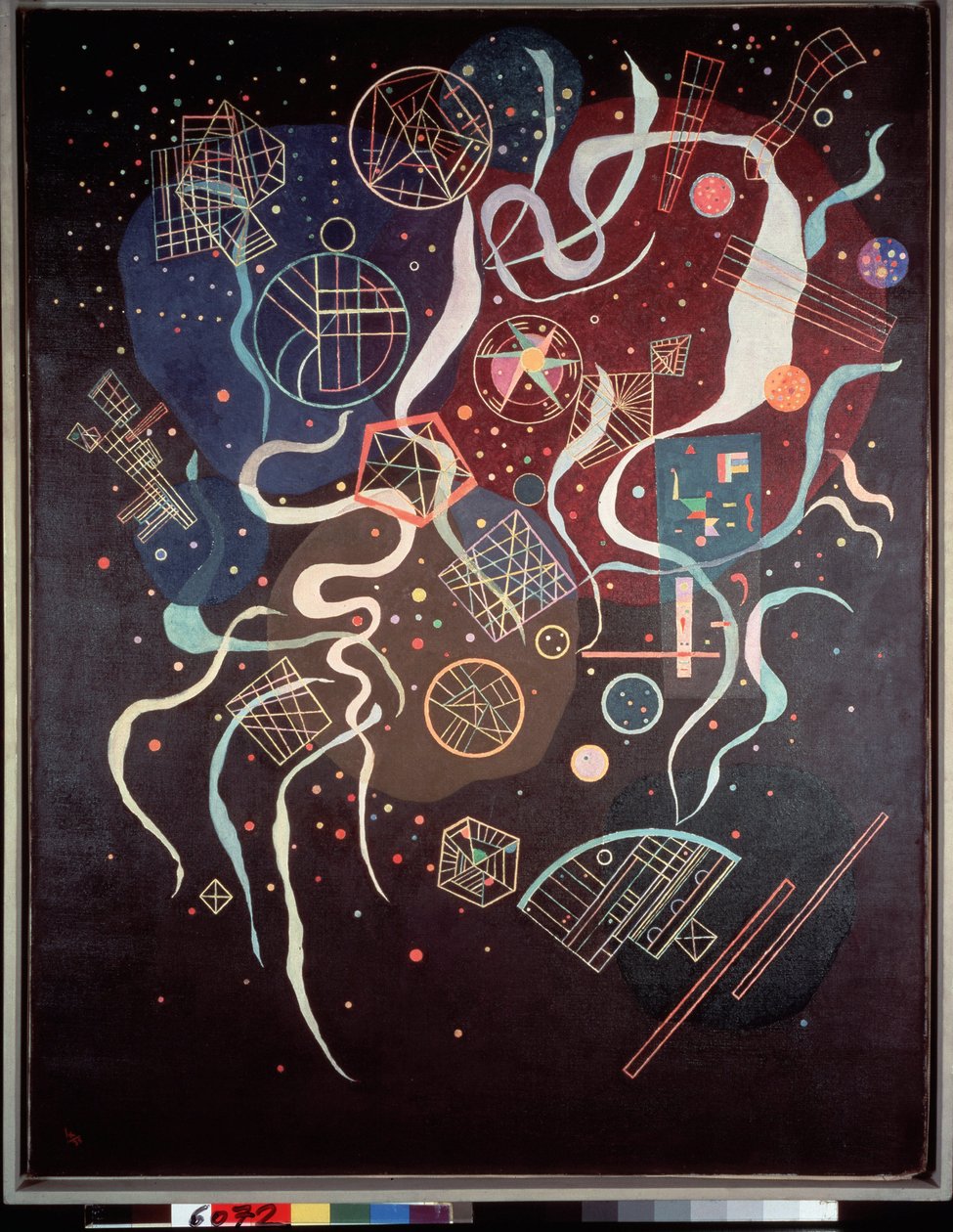 Liike. Ei edustava kokoonpano. Wassily Kandinskyn maalaus (tai Wassily Kandinski tai Kandinskij tekijältä Wassily Kandinsky