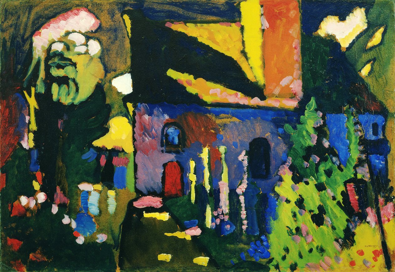 ""Murnaun kirkko"" Vassily Kandinskyn (tai Wassily Kandinski tai Kandinskij) maalaus tekijältä Wassily Kandinsky