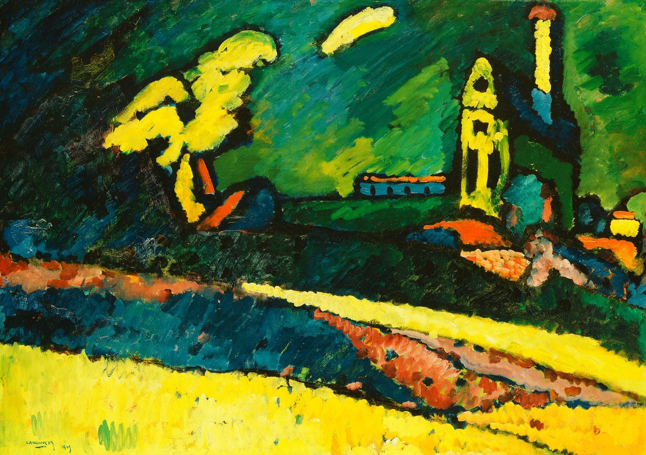Murnau - Maisema kirkon I kanssa tekijältä Wassily Kandinsky