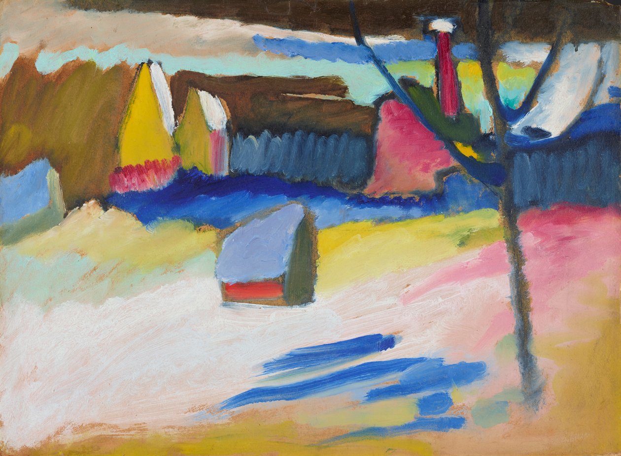 Murnau - maisema ja paljas puu tekijältä Wassily Kandinsky