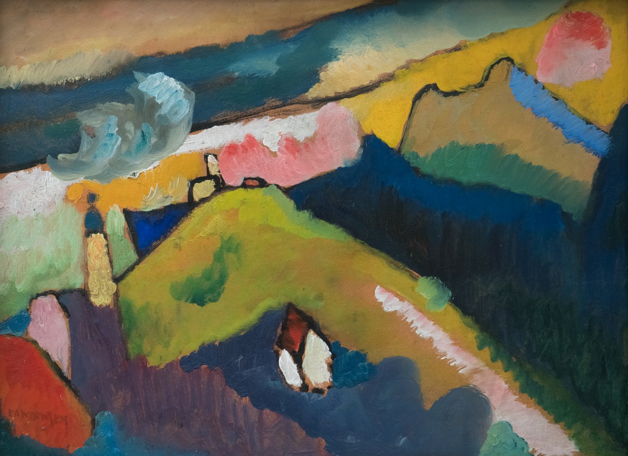 Murnau - Vuoristomaisema ja kirkko tekijältä Wassily Kandinsky