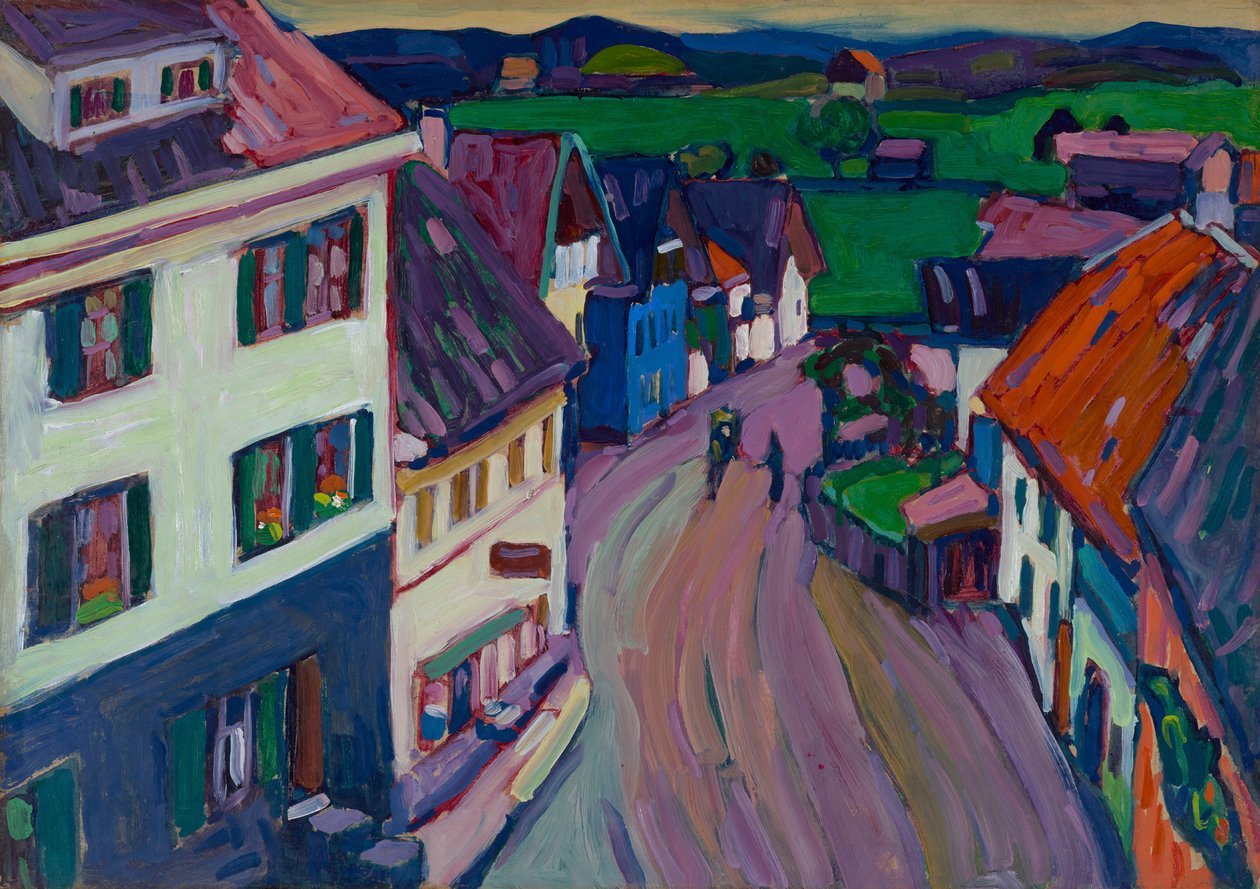 Murnau - näkymä Griesbräun ikkunasta tekijältä Wassily Kandinsky