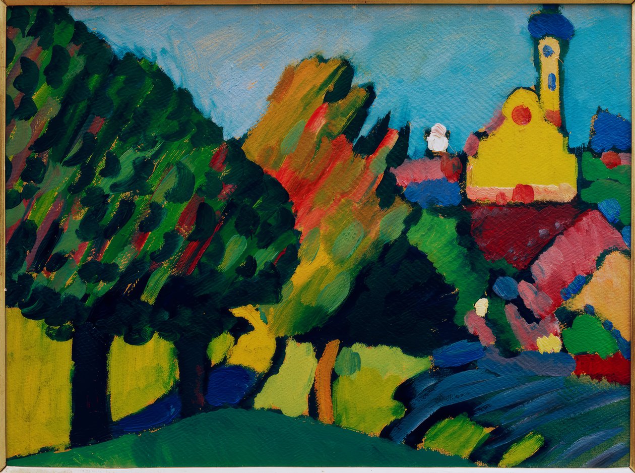 Murnau - Syksyinen maisema kirkolla tekijältä Wassily Kandinsky