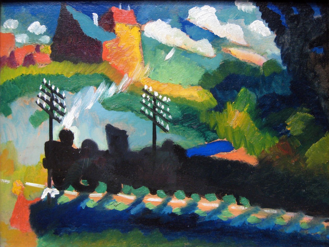 Murnau Näkymä rautatien ja linnan kanssa tekijältä Wassily Kandinsky