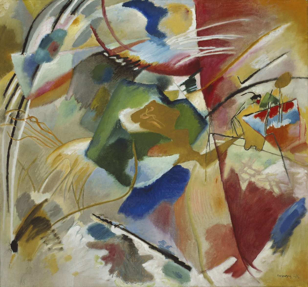 Maalaus Green Centerin kanssa, 1913 tekijältä Wassily Kandinsky