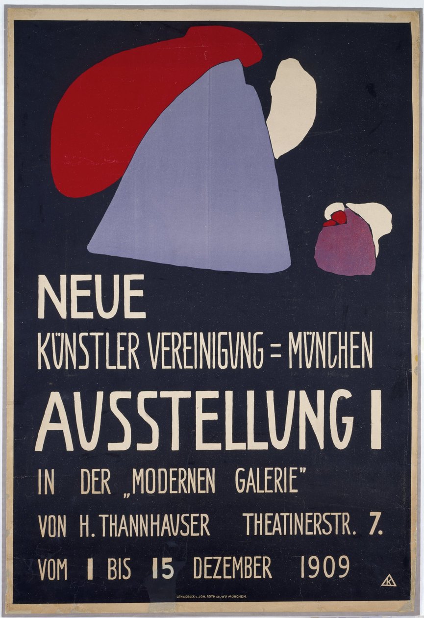 Neue Künstlervereinigung Münchenin ensimmäisen näyttelyn juliste tekijältä Wassily Kandinsky