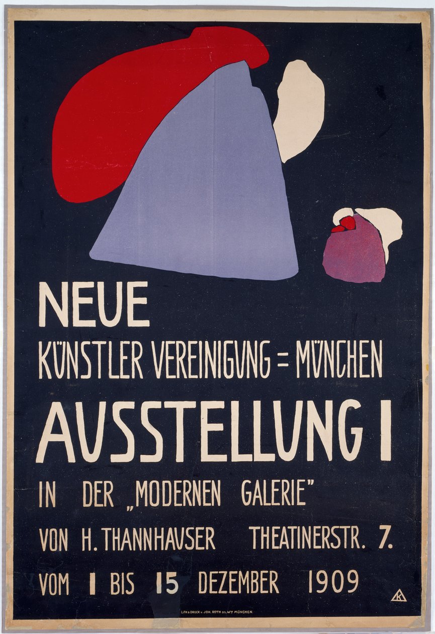 Plakat für die erste Ausstellung der Neuen Künstlervereinigung München tekijältä Wassily Kandinsky