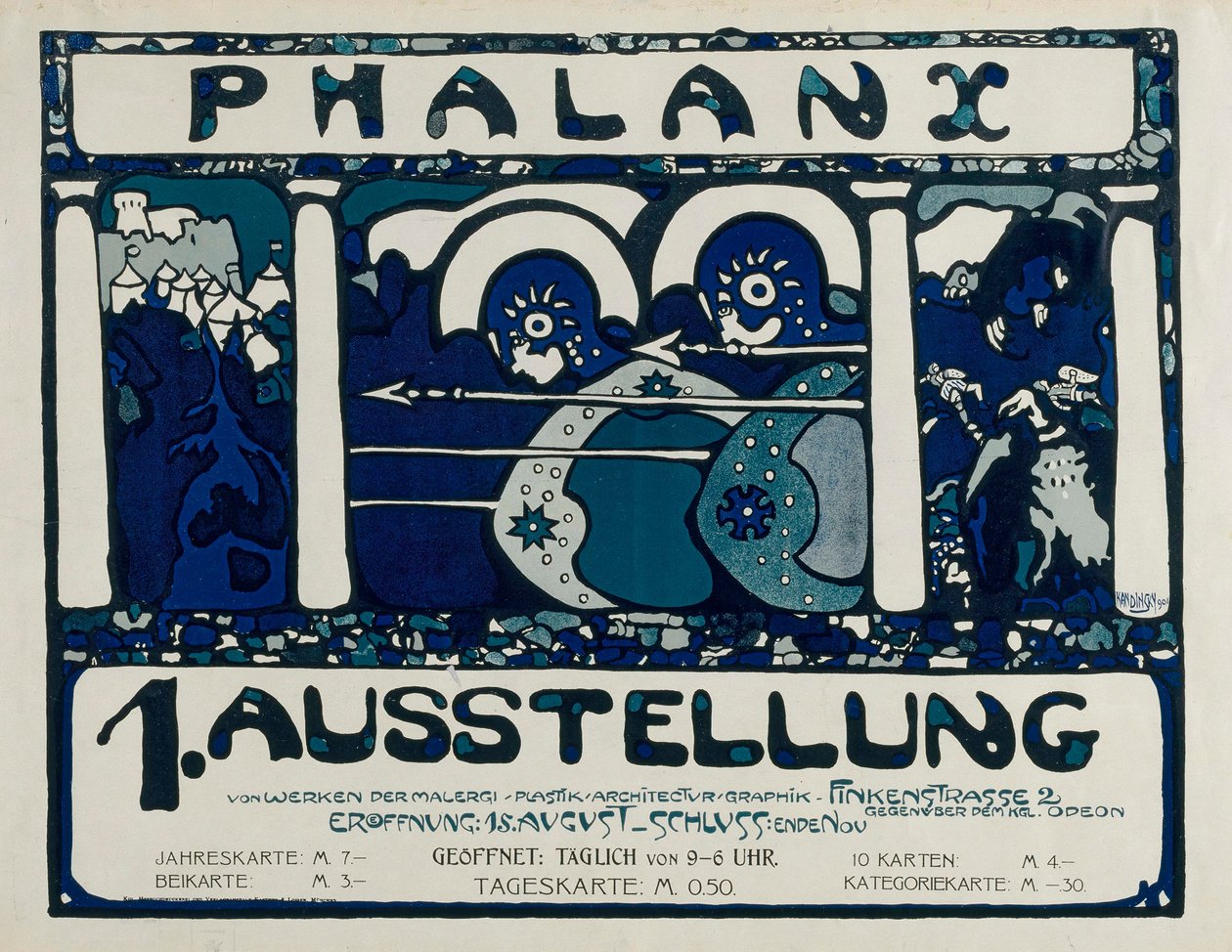 Ensimmäisen falangin näyttelyn juliste, 1901. tekijältä Wassily Kandinsky