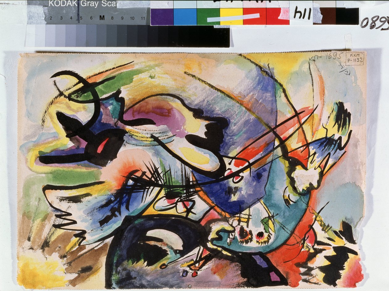 ""Punainen ja musta"" Vassily Kandinskyn (tai Wassily Kandinski tai Kandinskij) maalaus tekijältä Wassily Kandinsky
