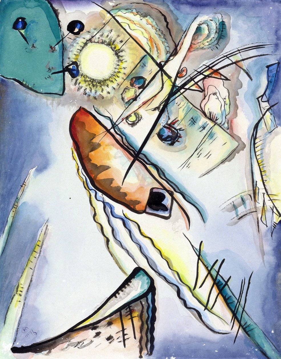 ""Nimetön"" Akvarelli Vassily Kandinsky (tai Wassily Kandinsky tai Kandinskyj tekijältä Wassily Kandinsky
