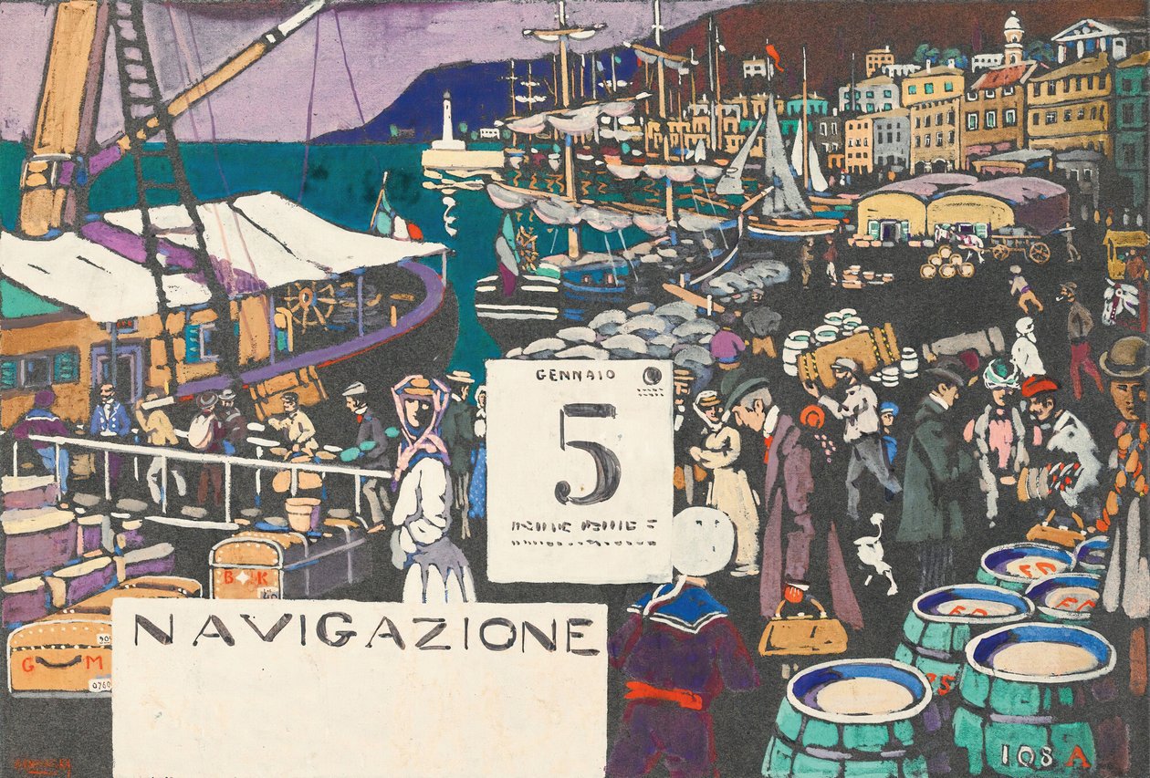 Tutkimus laivajulisteelle, 1906. tekijältä Wassily Kandinsky