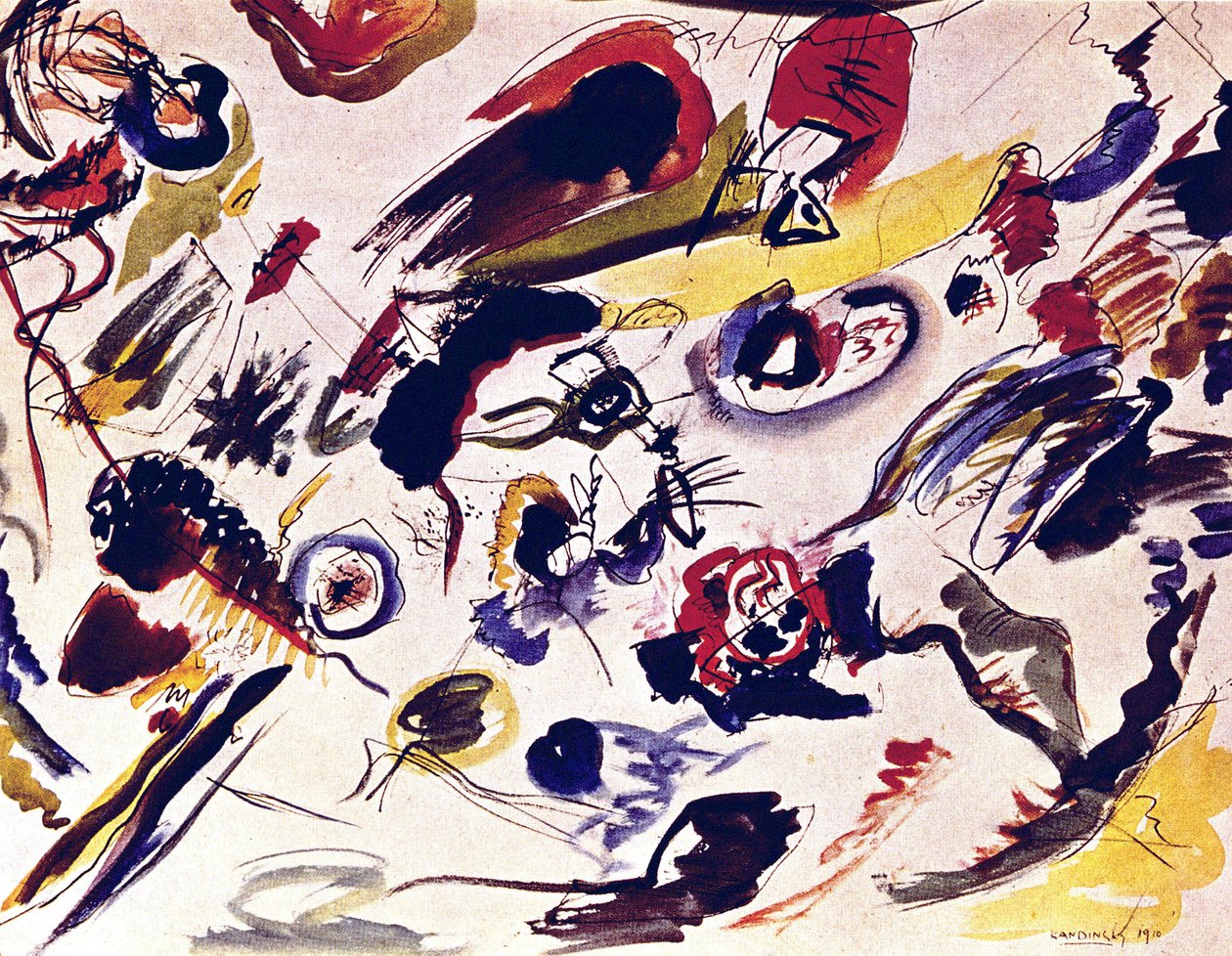 Ensimmäinen abstrakti akvarelli tekijältä Wassily Kandinsky