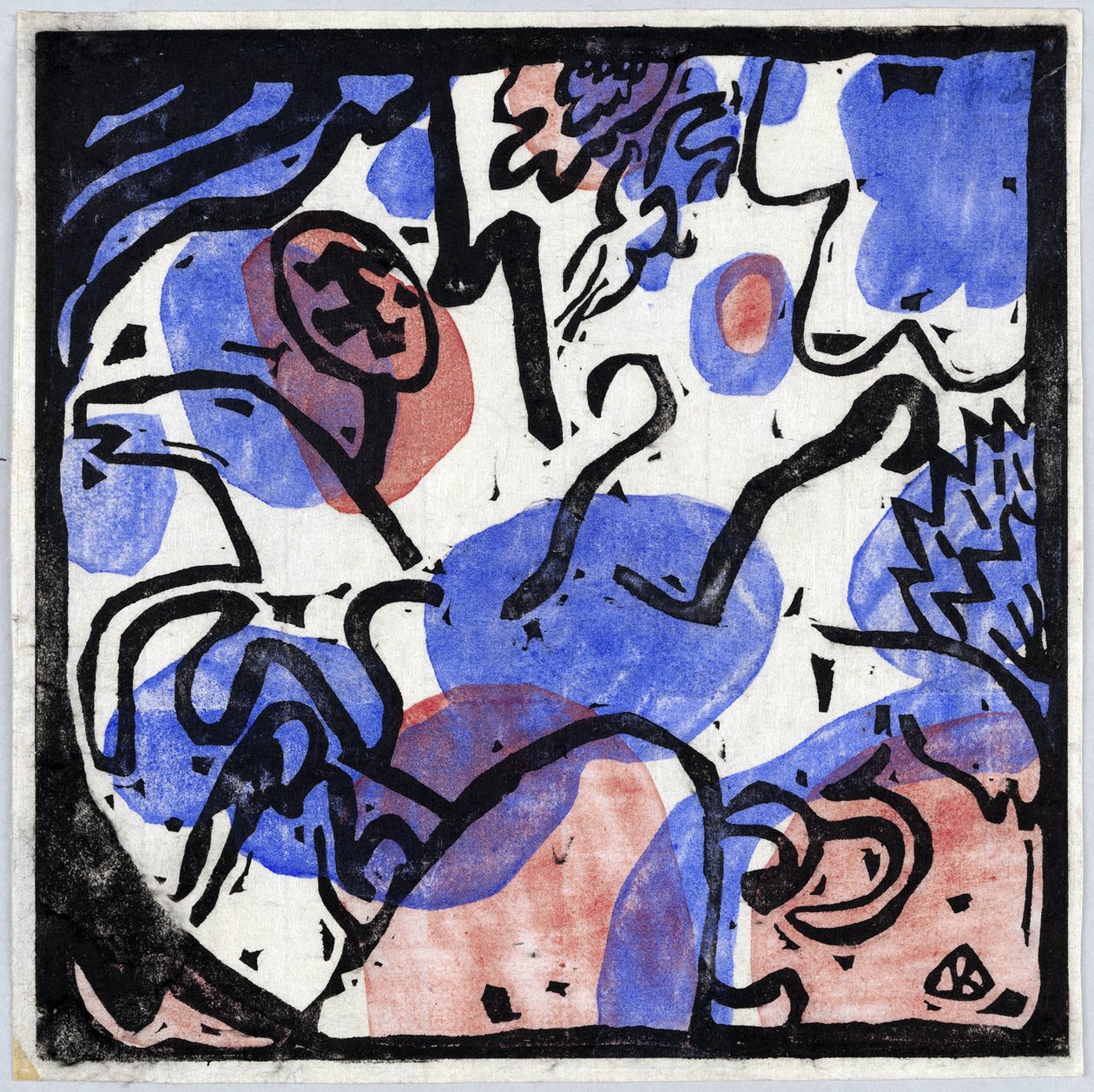 ""Kolme hevosmiestä punaisessa, sinisessä ja mustassa"" Wassily Kandinskyn (tai Wassily Kandinski tai Kandinskij) maalaus tekijältä Wassily Kandinsky