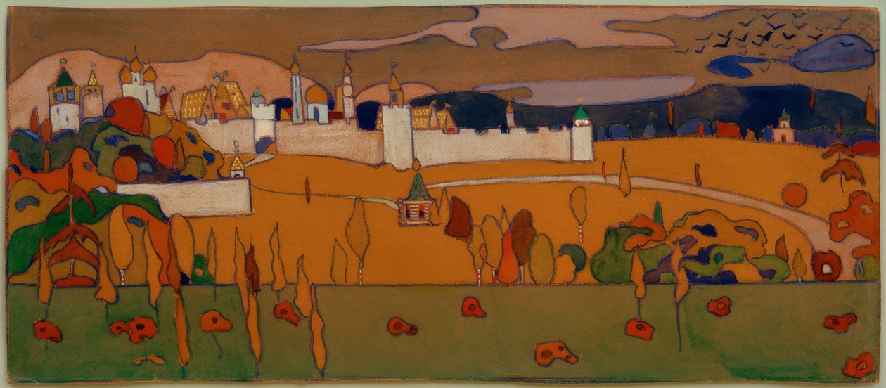 Aidattu kaupunki syksyisessä maisemassa tekijältä Wassily Kandinsky