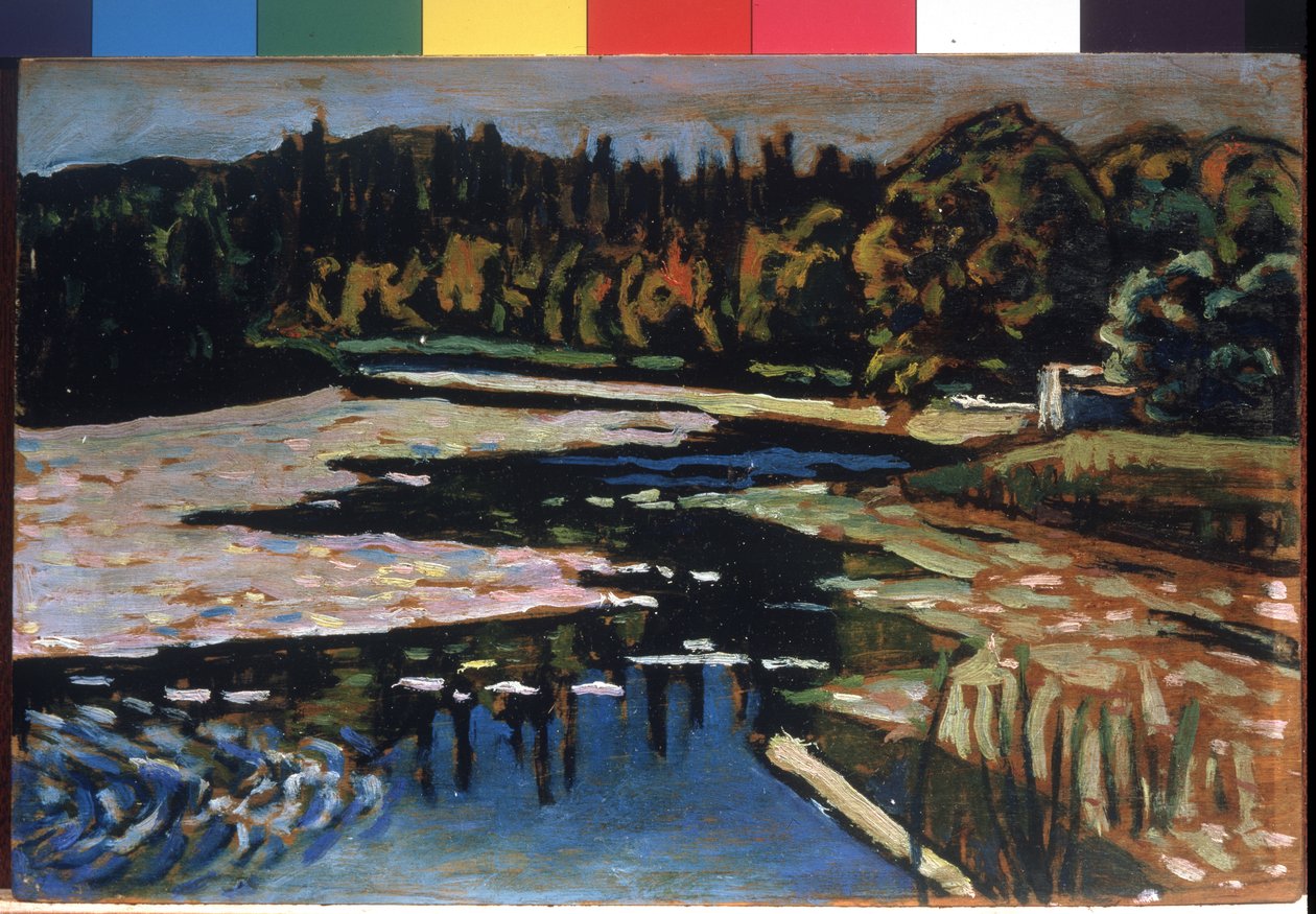 ""A River in Autumn"" (A River in Autumn) Vassily Kandinskyn (tai Wassily Kandinski tai Kandinskij) maalaus. tekijältä Wassily Kandinsky