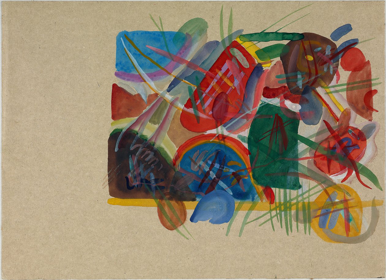 Vesiväri metsällä ja sateenkaarella, 1913. tekijältä Wassily Kandinsky