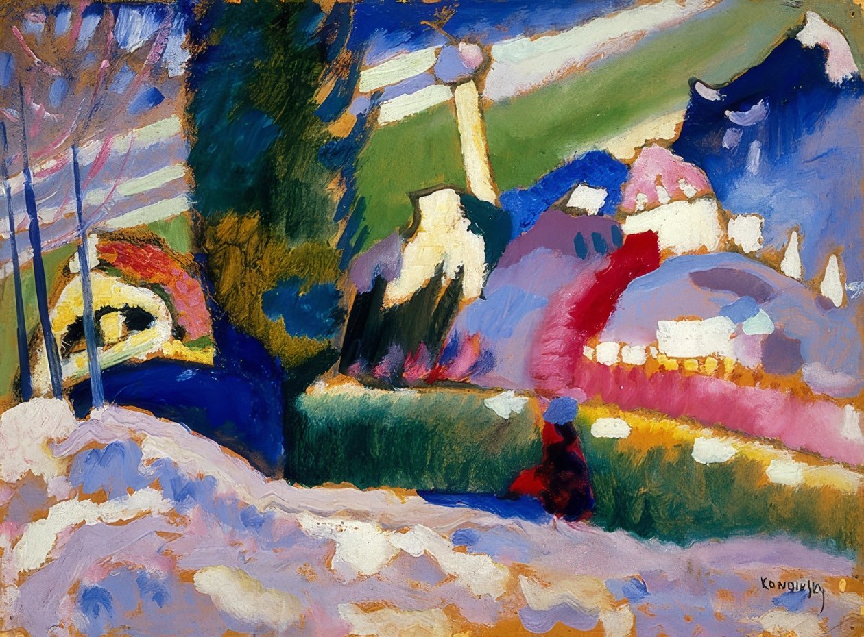 Talvimaisema kirkon kanssa. 1910-11 tekijältä Wassily Kandinsky