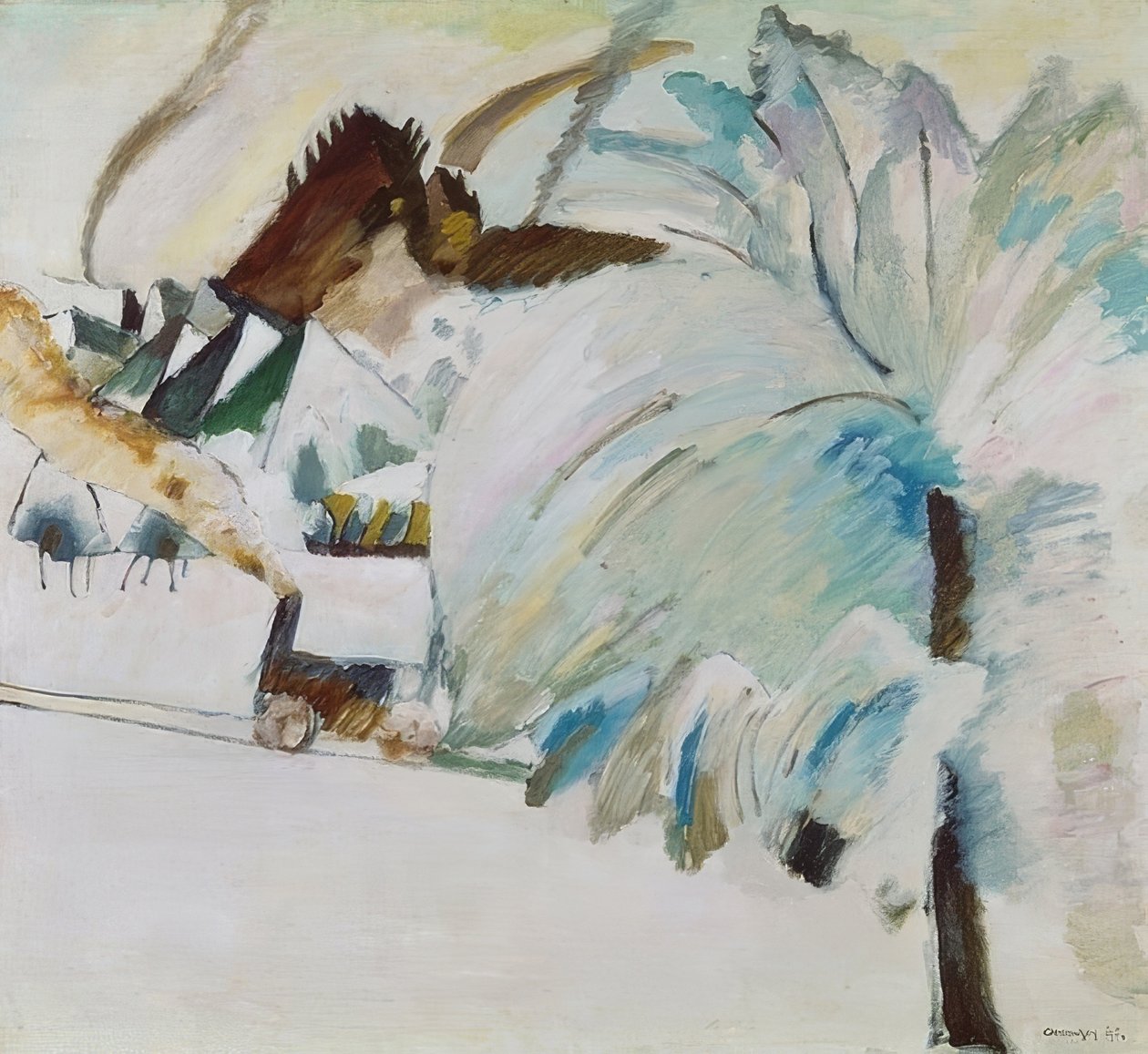 Talvimaisema veturin kanssa. 1911 tekijältä Wassily Kandinsky