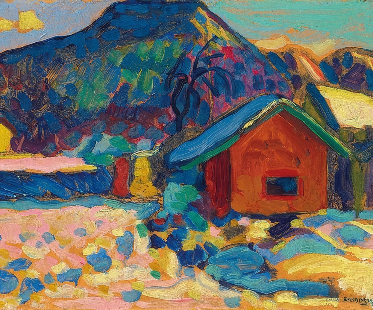 Talvitutkimus vuoren kanssa. 1908 tekijältä Wassily Kandinsky