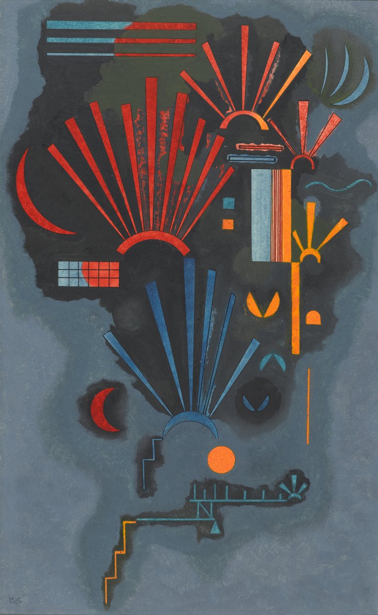 Zunehmen, 1933 (öljy, munatempera ja muste paperille) tekijältä Wassily Kandinsky