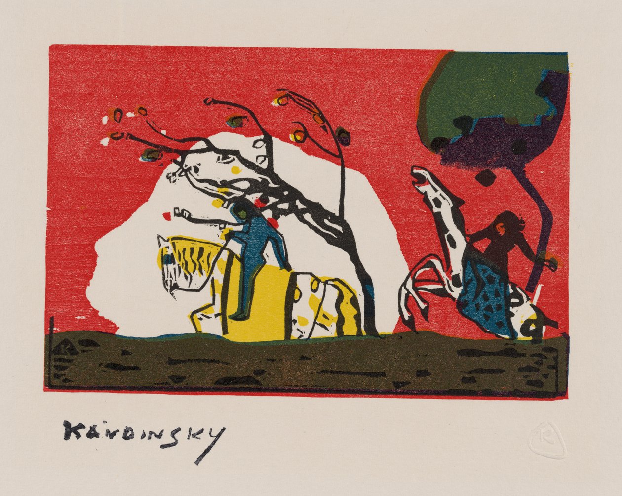 Kaksi ratsastajaa ennen punaista tekijältä Wassily Kandinsky