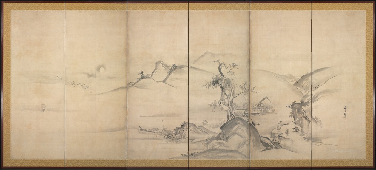 Kahdeksan näkymää Xiao- ja Xiang-joille, 1700-luku. tekijältä Watanabe Shiko