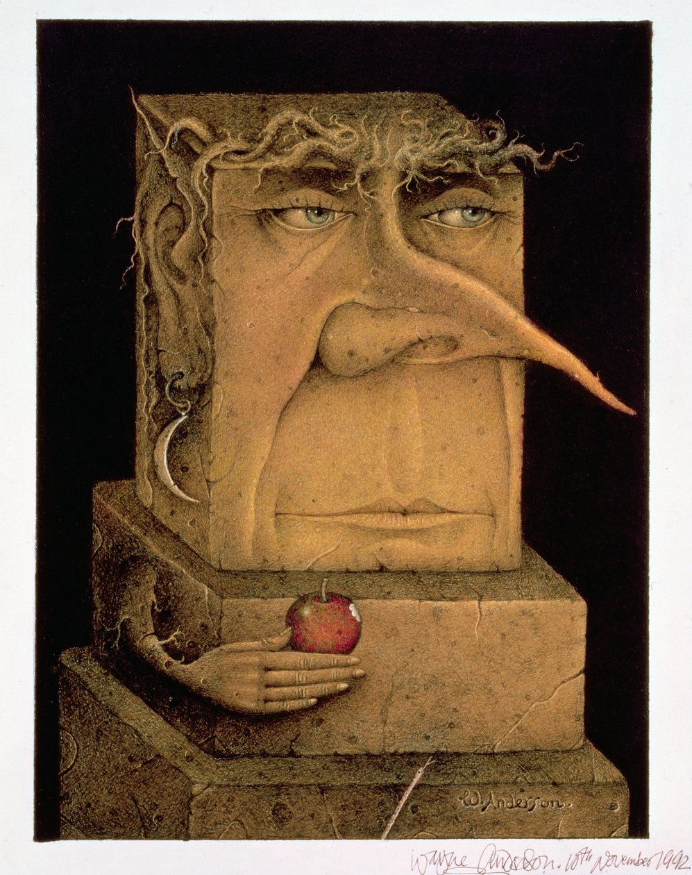 Adam (lyijykynä ja väriliitu paperille) (pari 155035) tekijältä Wayne Anderson