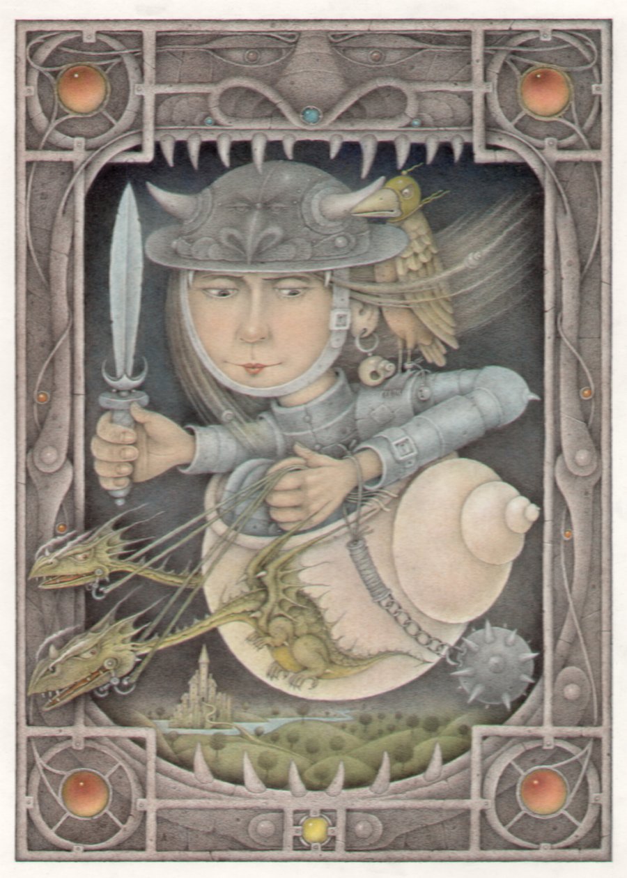 Naispuolinen soturi, 2005 (sekatekniikka kartongille) tekijältä Wayne Anderson