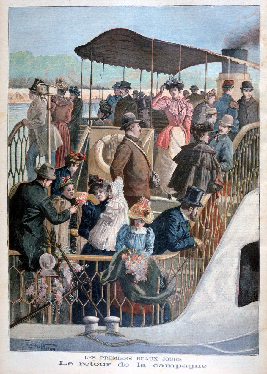 Pariisilaiset palaavat maaseudulta veneellä, 1894 tekijältä Weber