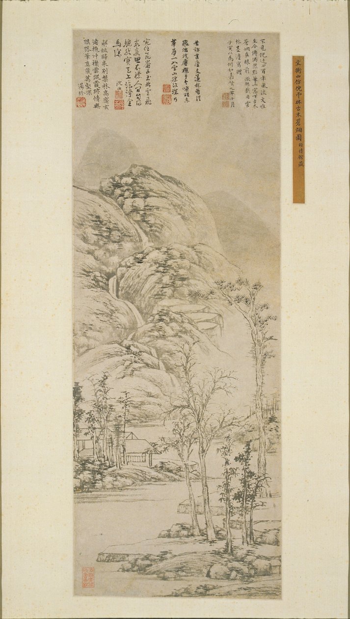 Vanhat puut ja harmaat sumut, 1530. tekijältä Wen Zhengming
