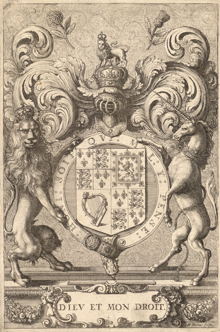 Englannin kuninkaallinen vaakuna (1660 - 1689). Valtio 2 tekijältä Wenceslaus Hollar