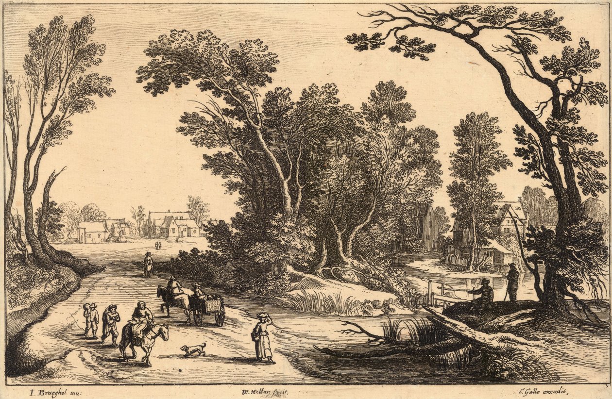 Menee markkinoille (Brueghel). Tila 2 tekijältä Wenceslaus Hollar