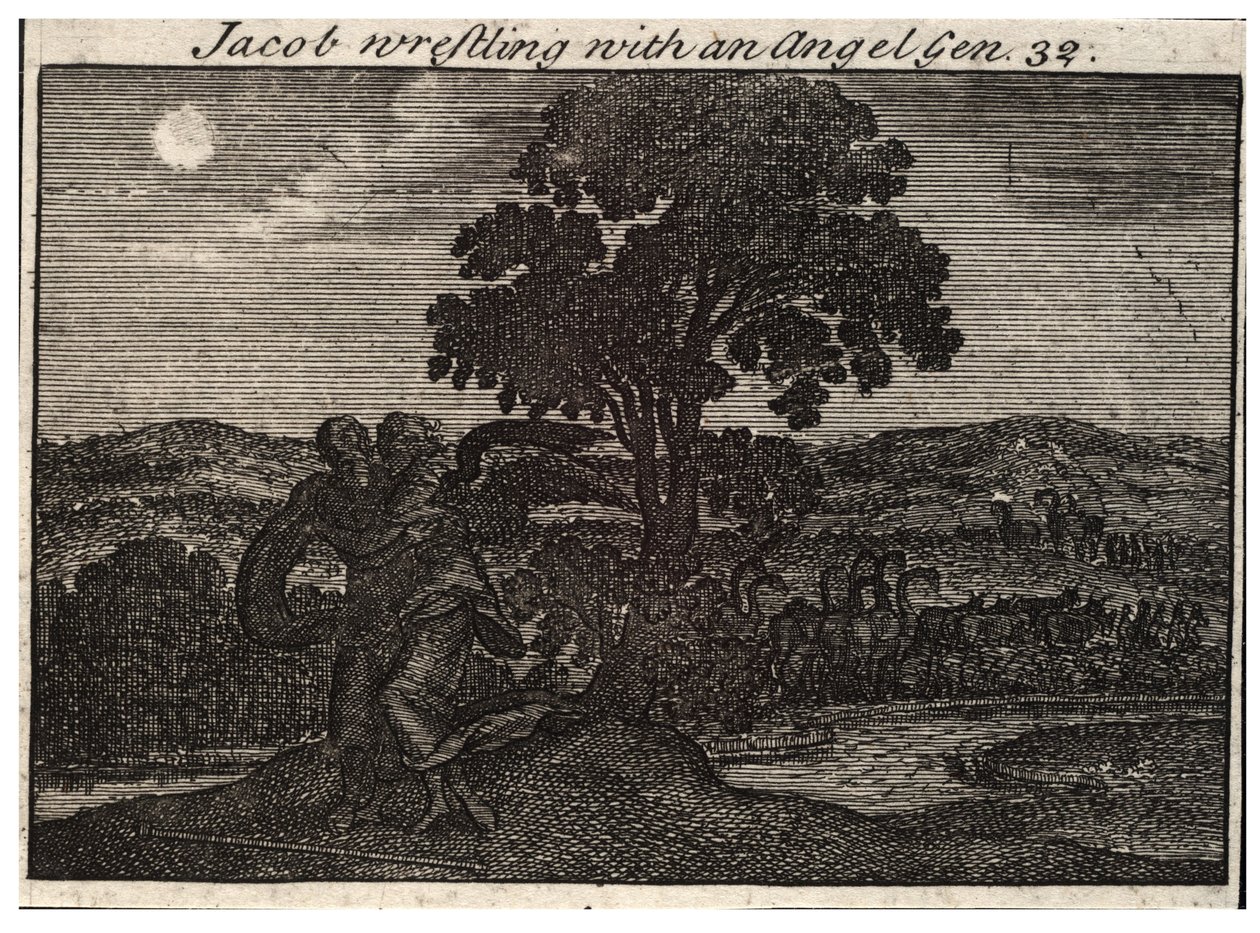 Jaakob taistelee enkelin kanssa tekijältä Wenceslaus Hollar