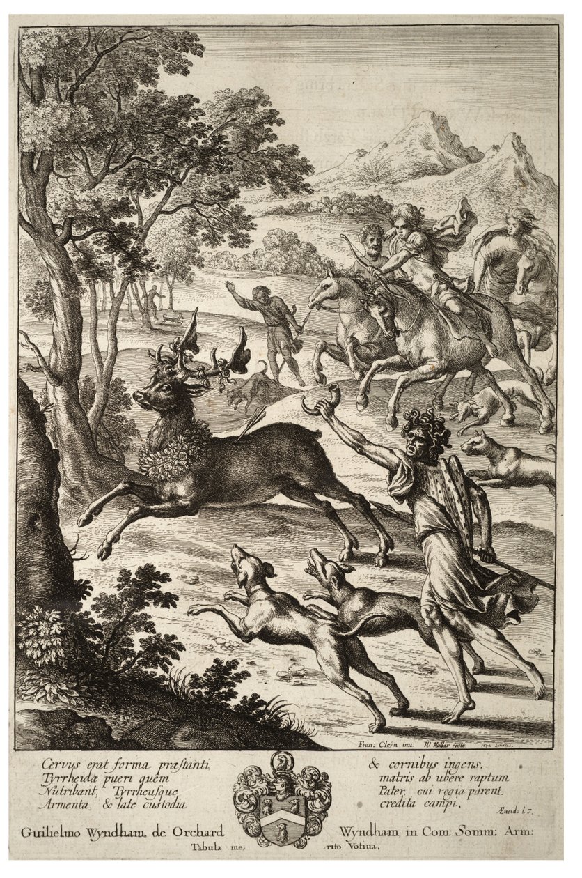 Julus metsästää Tyrrheuksen urosta. Tila 2 tekijältä Wenceslaus Hollar