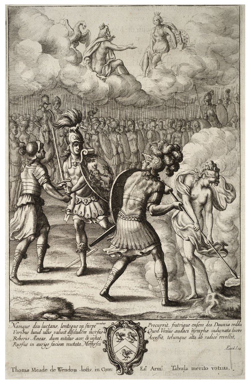 Aeneasin ja Turnuksen viimeinen taistelu. Tila 1 tekijältä Wenceslaus Hollar