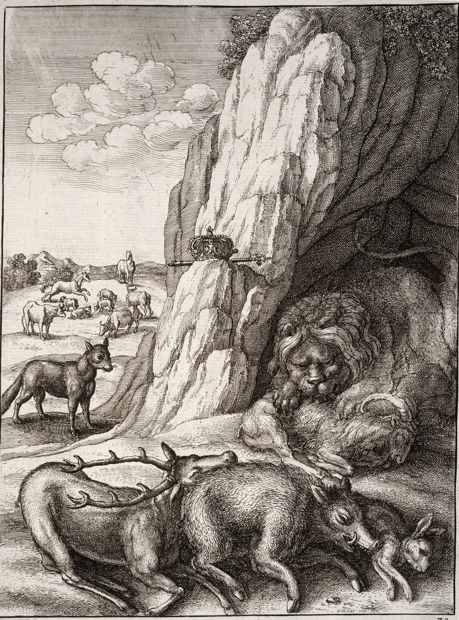 Sairas leijona tekijältä Wenceslaus Hollar