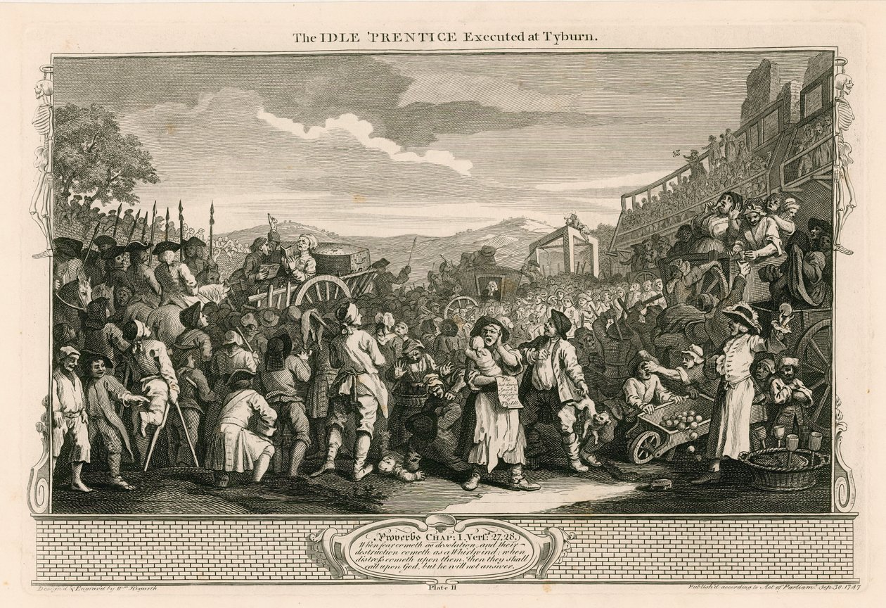 Tyburnissa teloitettu joutilas oppipoika (kaiverrus) (kaiverrus) tekijältä Wenceslaus (after) Hollar