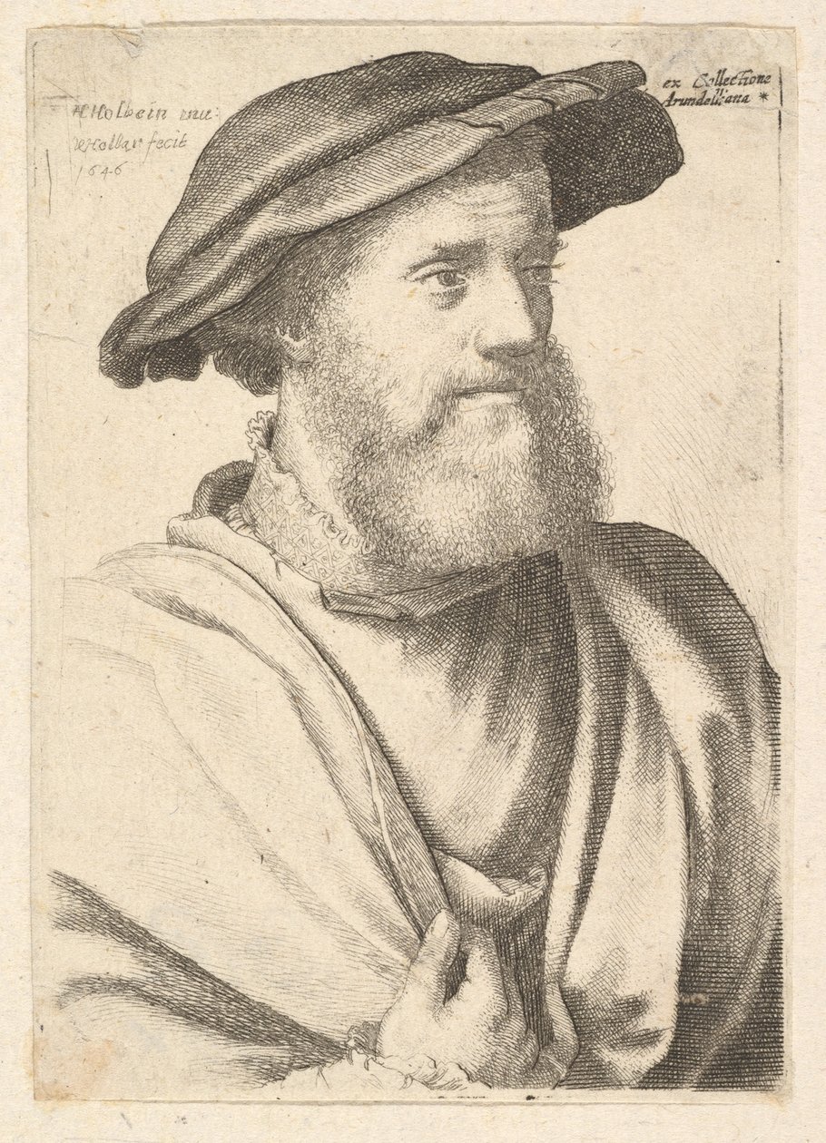 Parrakas mies Hans Holbeinin mukaan, 1646. tekijältä Wenceslaus Hollar