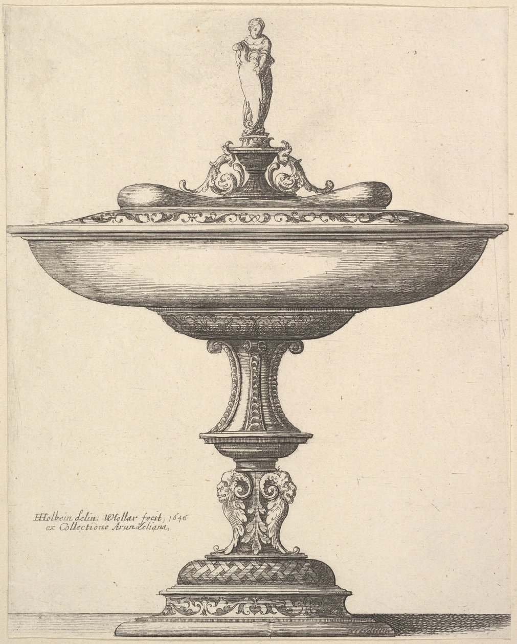 Leveä kuppi koristeellisella varrella, 1646. tekijältä Wenceslaus Hollar