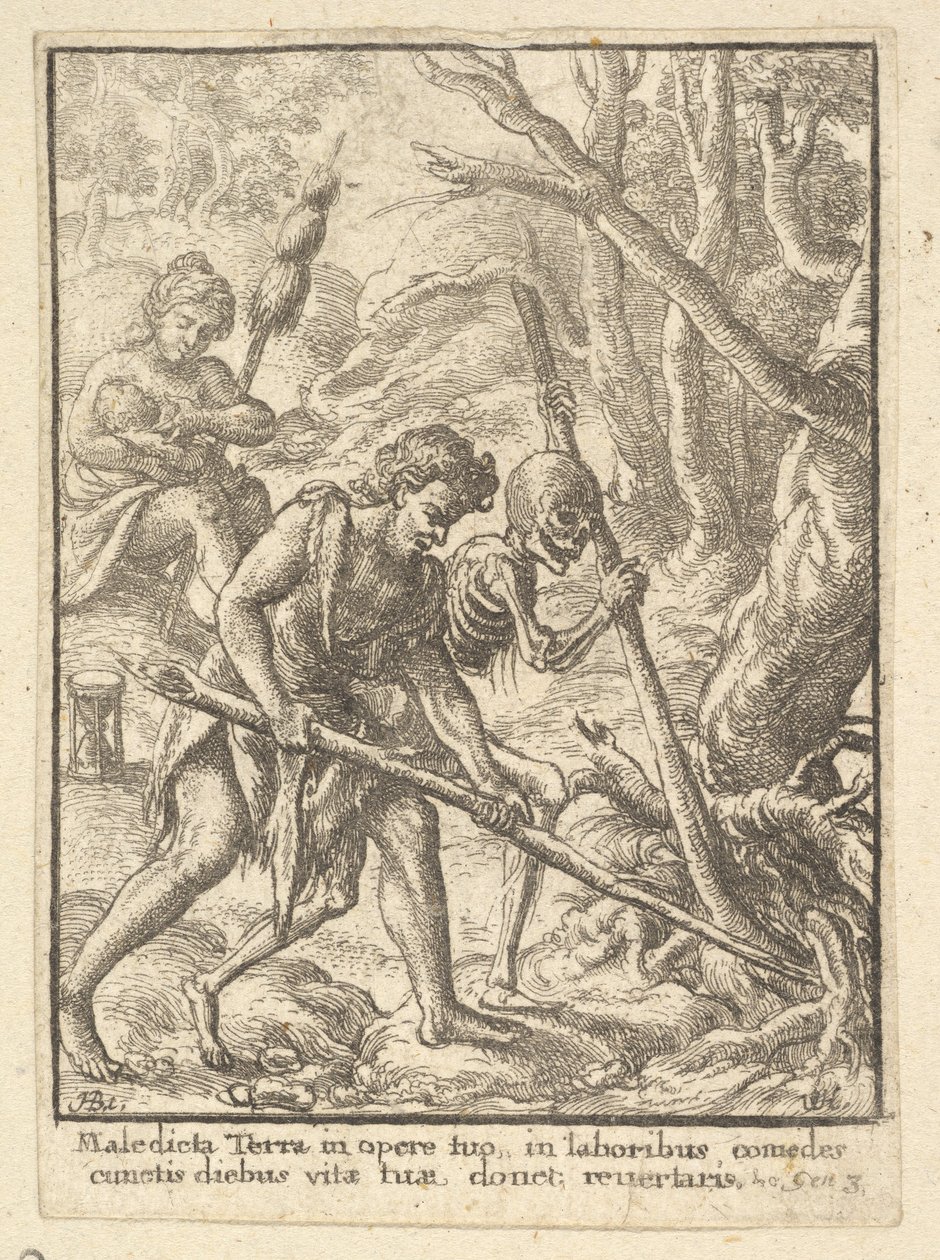 Adam Plowing of the Dance of Death, 1651. tekijältä Wenceslaus Hollar