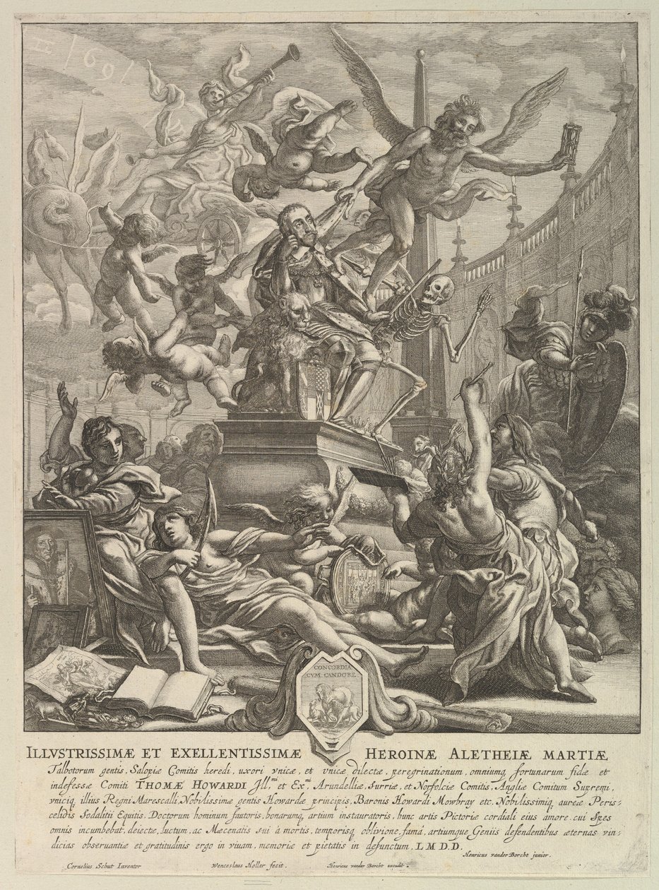 Allegoria Arundelin jaarlin kuolemasta, n. 1646. tekijältä Wenceslaus Hollar